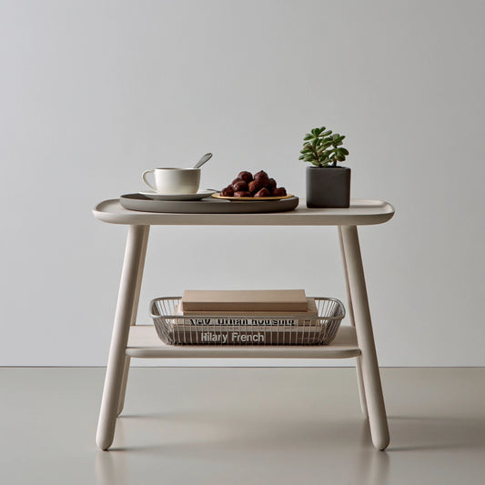 Salontafel van hout, met twee niveaus, kleur wit