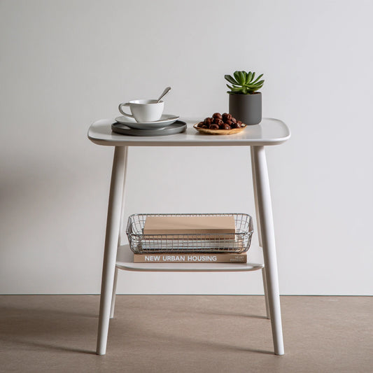 Salontafel van hout, met twee niveaus, kleur wit