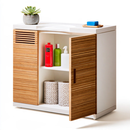 Wastafelkast van hout, kleur wit